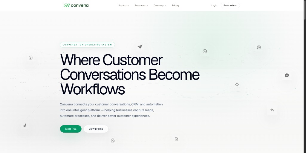 Converra landing — customer conversations become workflows